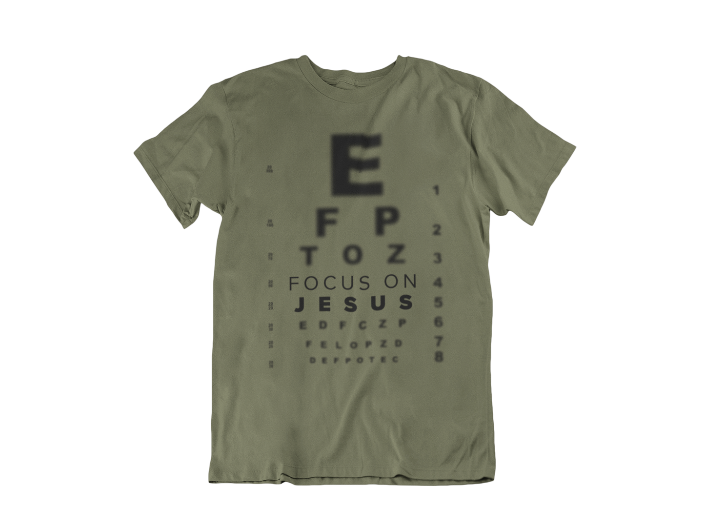 FOCUS ON JESUS MILITARY GREEN - CHRISTIAN T-SHIRT