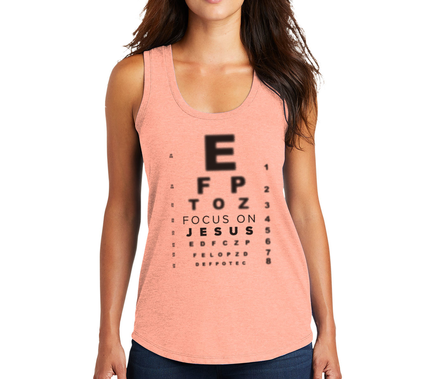 FOCUS ON JESUS TANK PEACH FRONT - CHRISTIAN CLOTHING