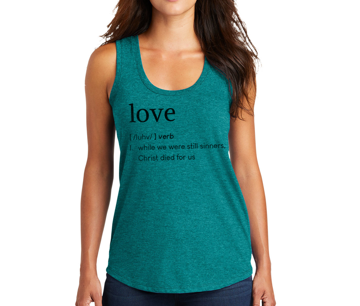 LOVE DEFINITION TANK GREEN FRONT - CHRISTIAN CLOTHING