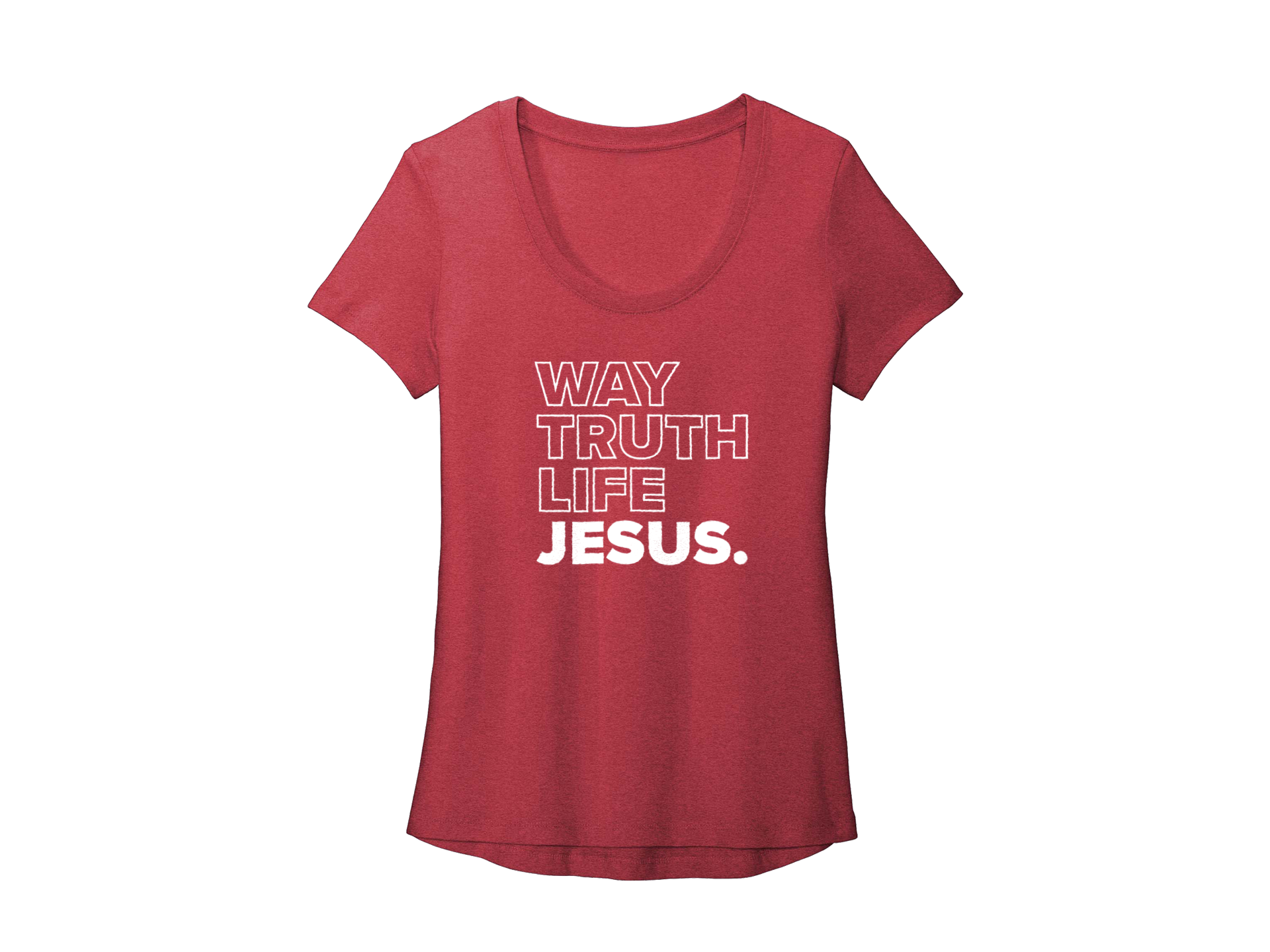 JESUS WAY TRUTH LIFE WOMEN'S RED - CHRISTIAN T-SHIRT