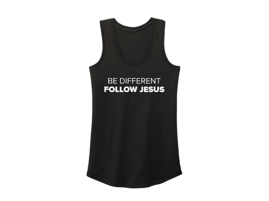 BE DIFFERENT FOLLOW JESUS TANK BLACK - CHRISTIAN CLOTHING