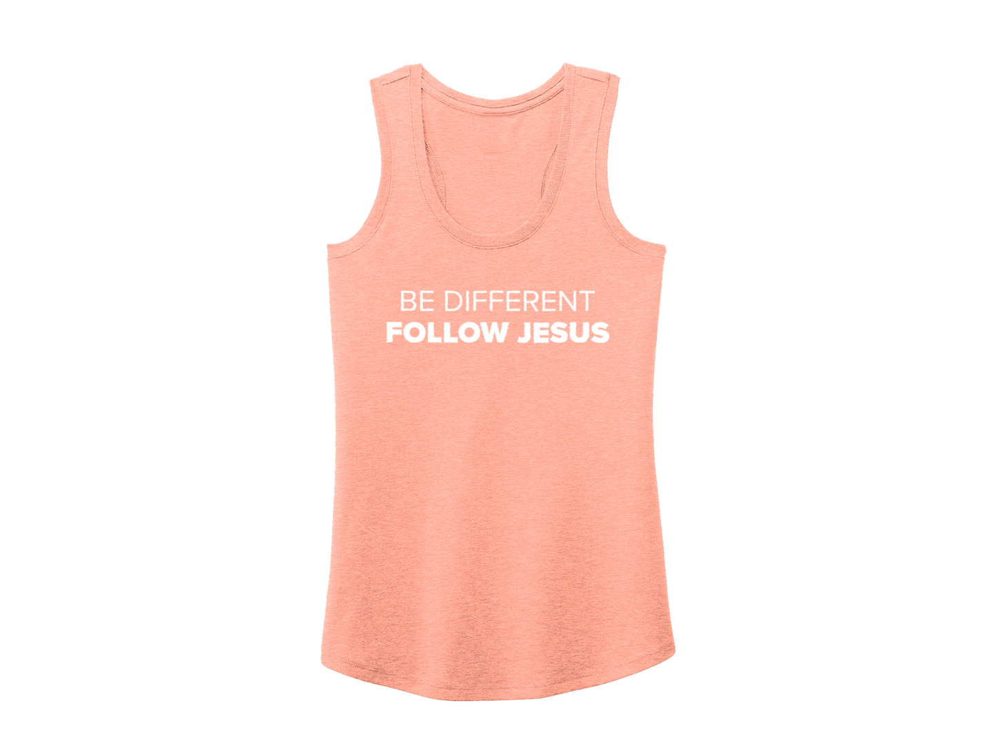 BE DIFFERENT FOLLOW JESUS TANK PEACH - CHRISTIAN CLOTHING