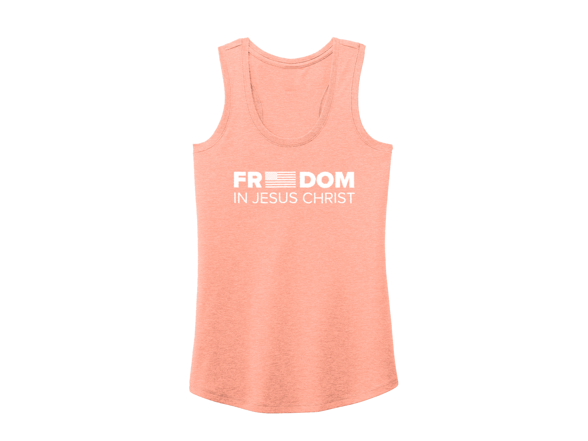 FREEDOM IN JESUS CHRIST TANK PEACH - CHRISTIAN CLOTHING