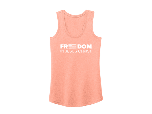FREEDOM IN JESUS CHRIST TANK PEACH - CHRISTIAN CLOTHING