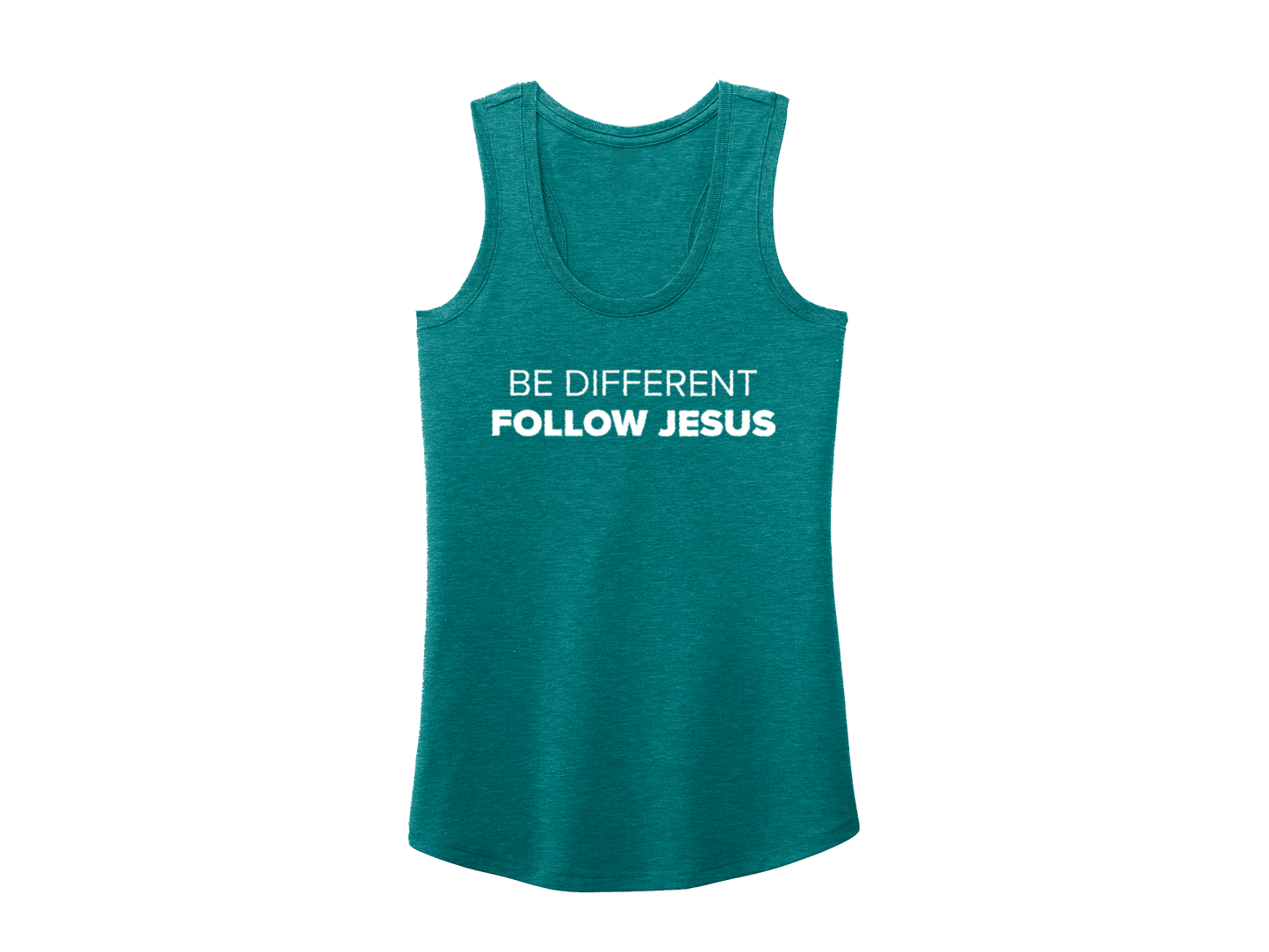 BE DIFFERENT FOLLOW JESUS TANK GREEN - CHRISTIAN CLOTHING
