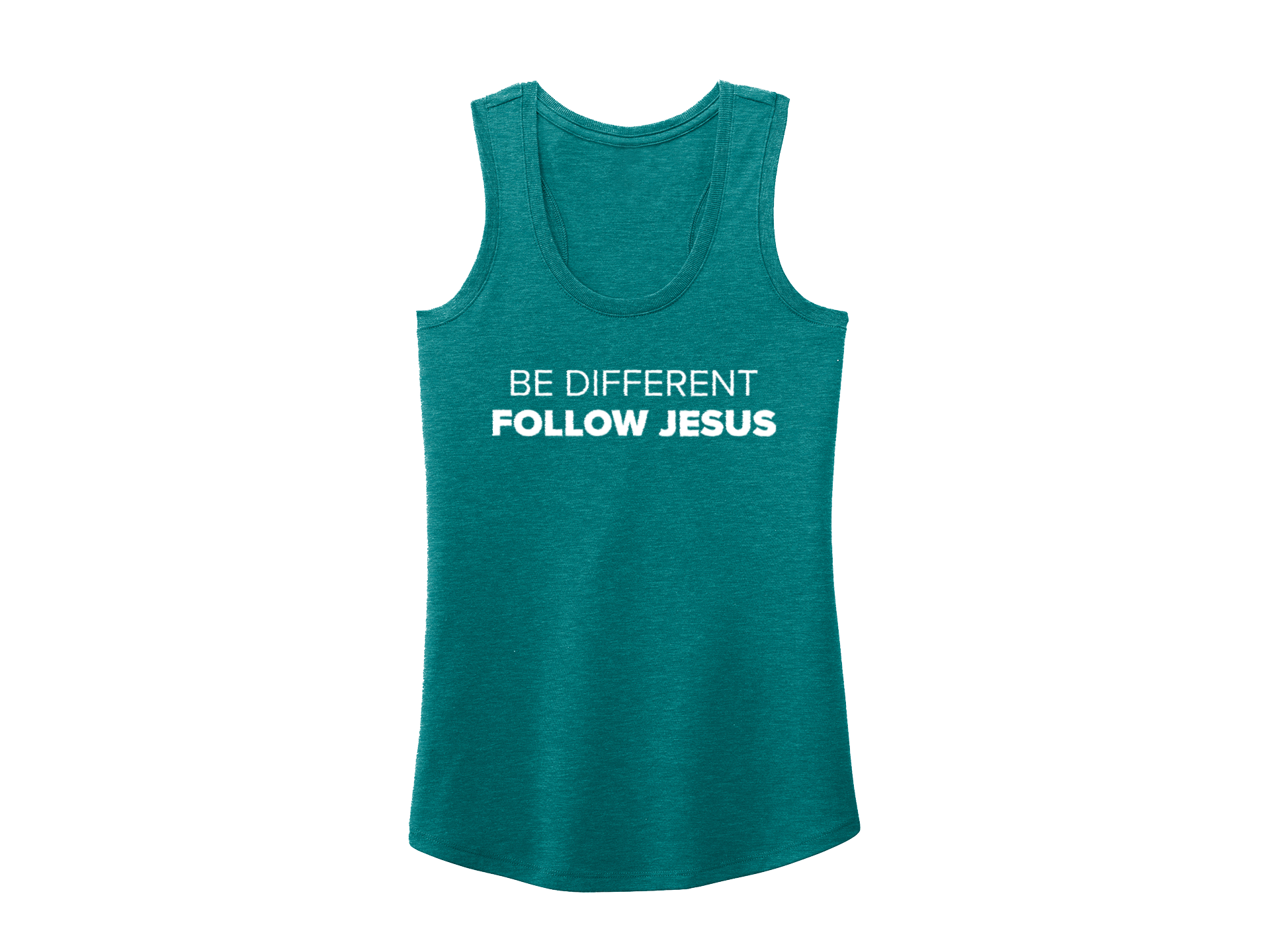 BE DIFFERENT FOLLOW JESUS TANK GREEN - CHRISTIAN CLOTHING