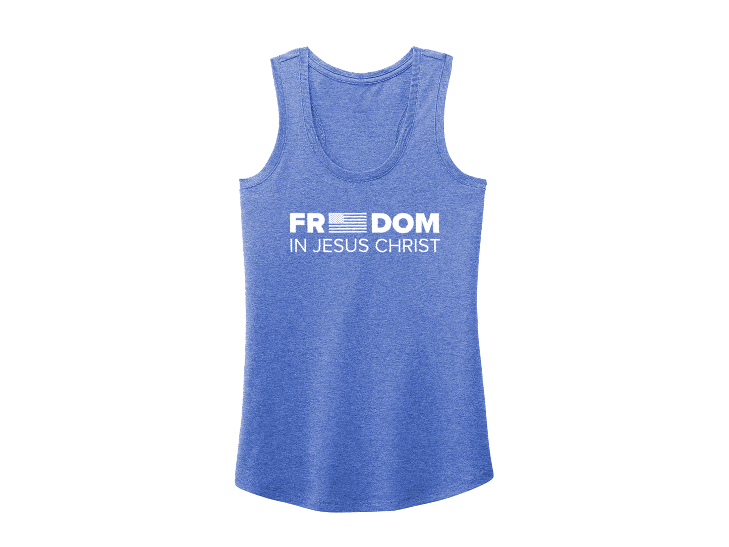 FREEDOM IN JESUS CHRIST TANK BLUE - CHRISTIAN CLOTHING