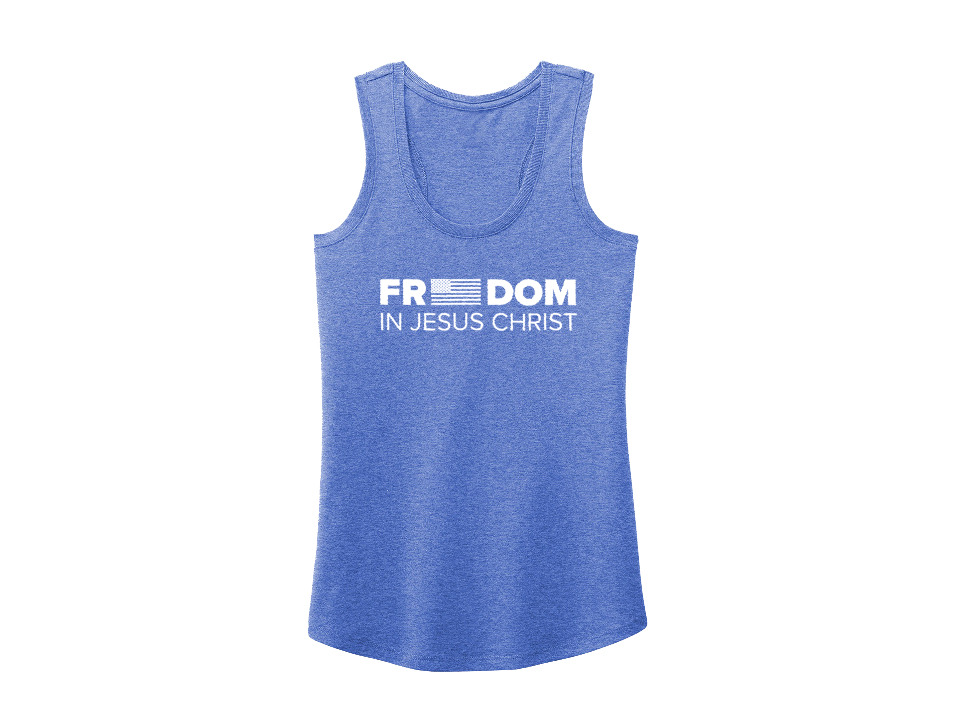 FREEDOM IN JESUS CHRIST TANK BLUE - CHRISTIAN CLOTHING