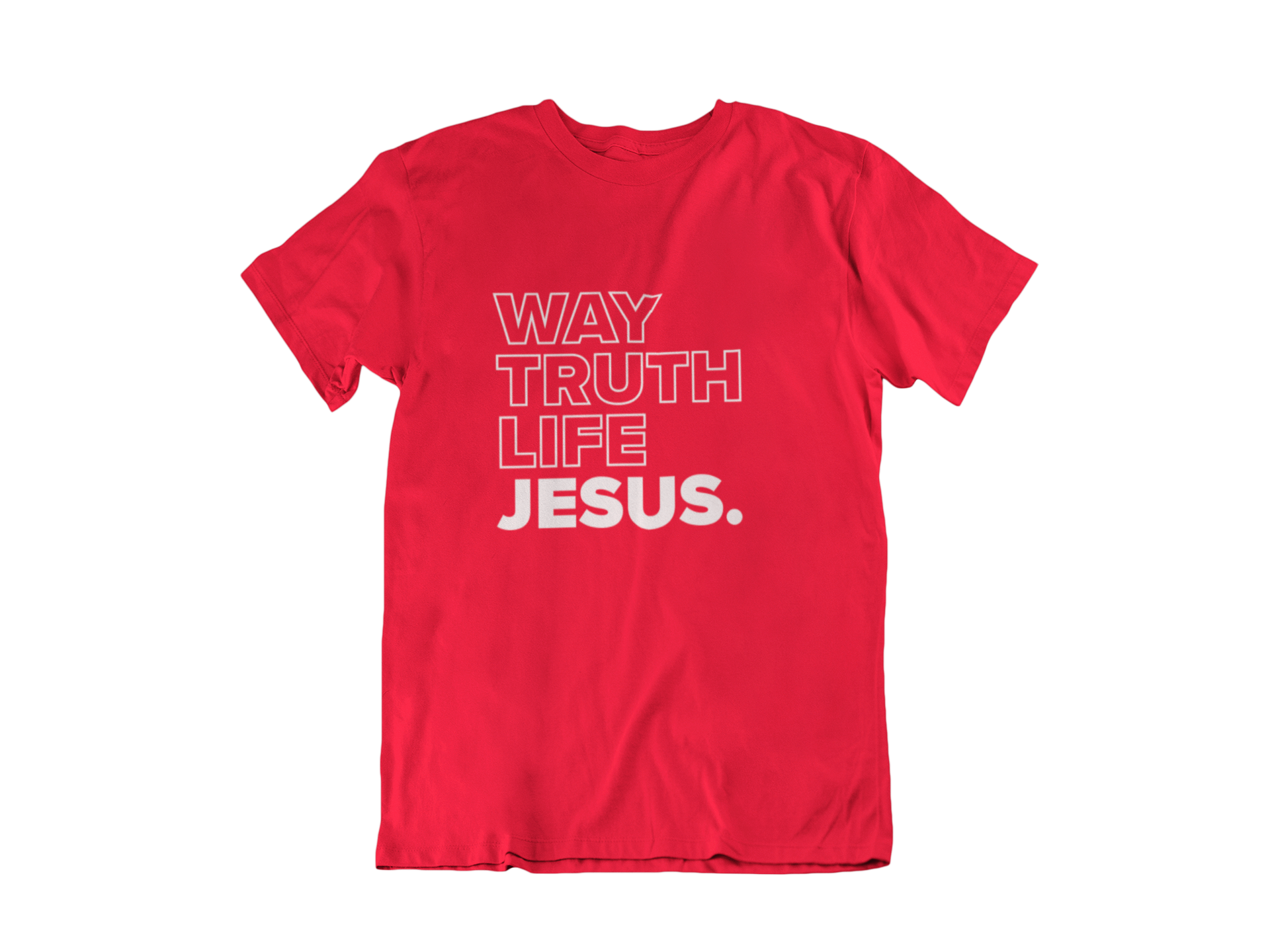 JESUS WAY TRUTH LIFE RED - CHRISTIAN T-SHIRT