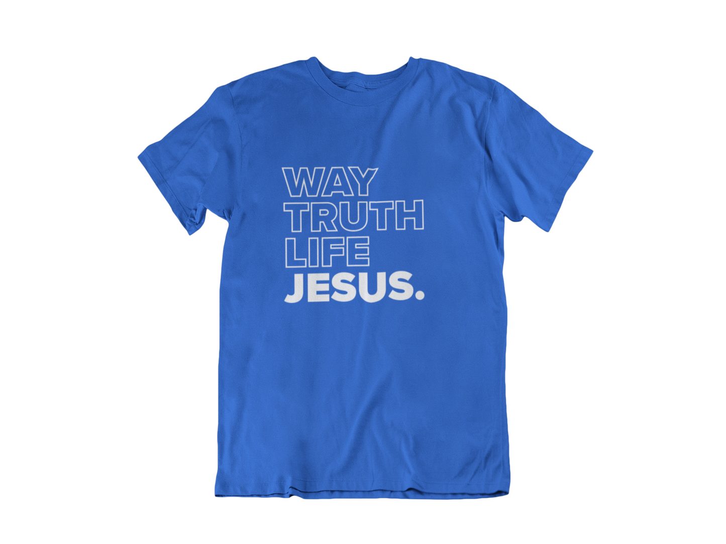 JESUS WAY TRUTH LIFE BLUE - CHRISTIAN T-SHIRT
