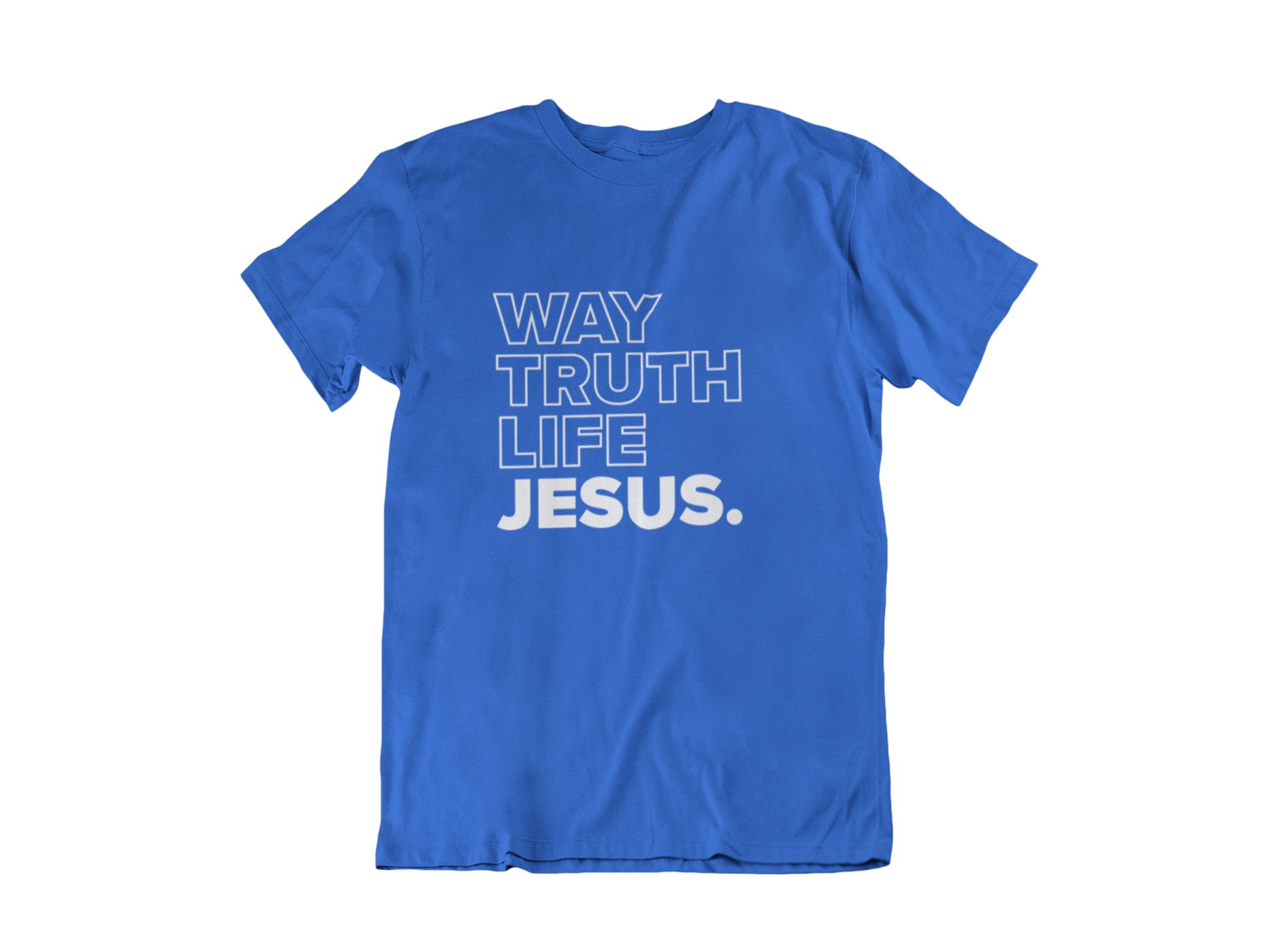 JESUS WAY TRUTH LIFE BLUE - CHRISTIAN T-SHIRT