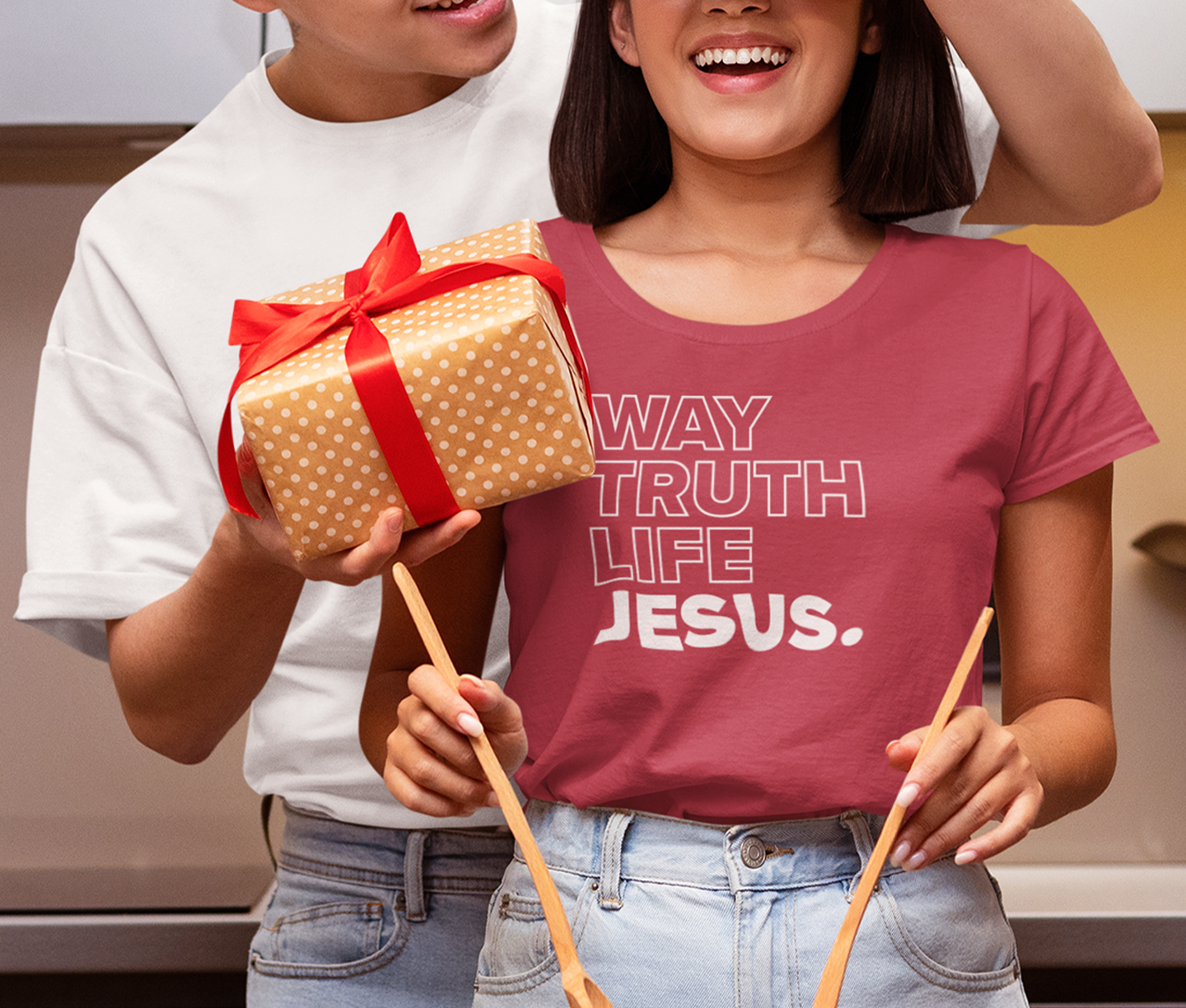 JESUS WAY TRUTH LIFE WOMEN'S FRONT - CHRISTIAN T-SHIRT